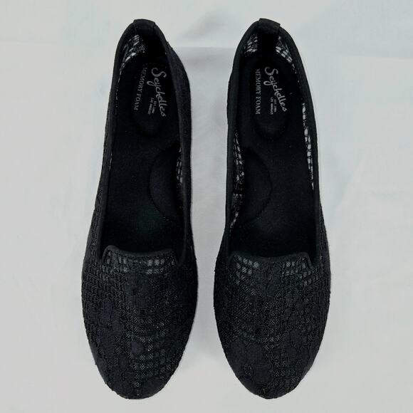 SEYCHELLES WOMEN'S BLACK MEMORY FOAM SEE-THRU MESH UPPER FLATS – SIZE 9W - Picture 9 of 12